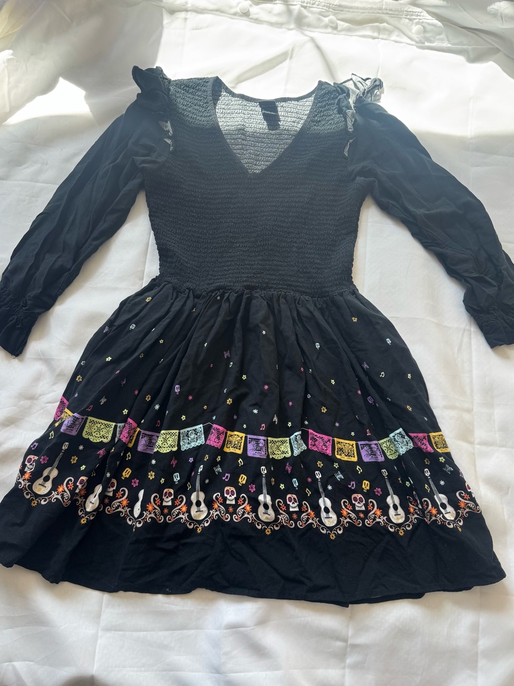 Black Day of the Dead Print Dress Pixar